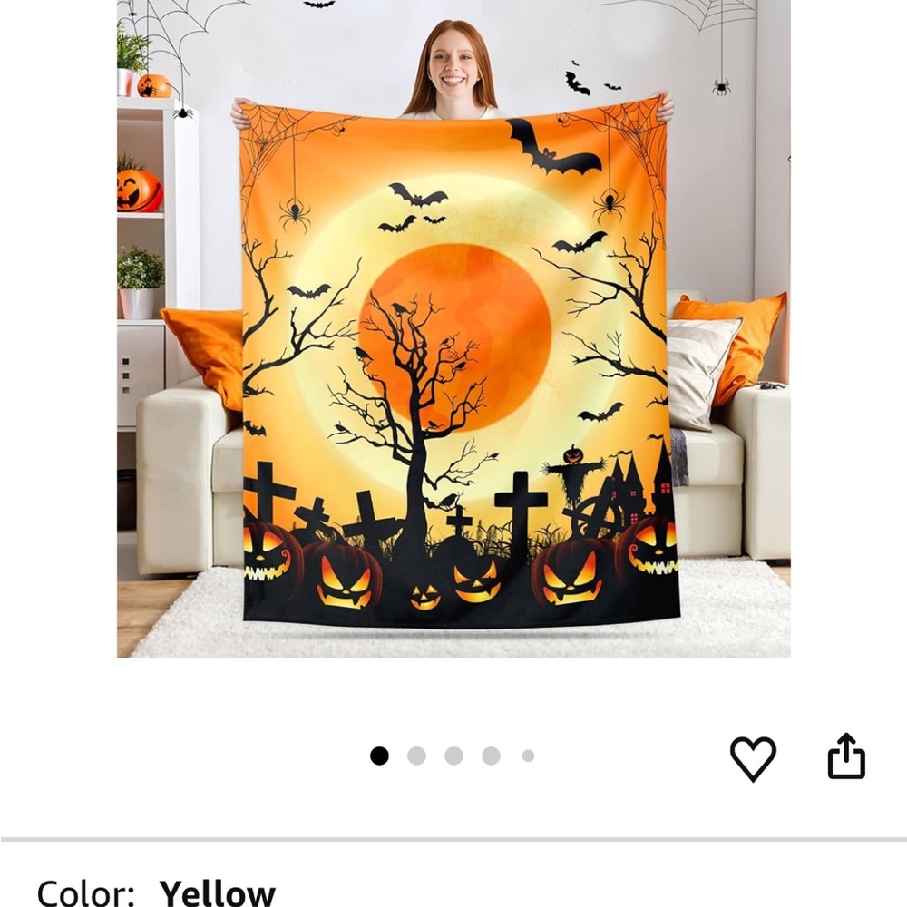 Halloween Themed Blanket with Pumpkins and Bats